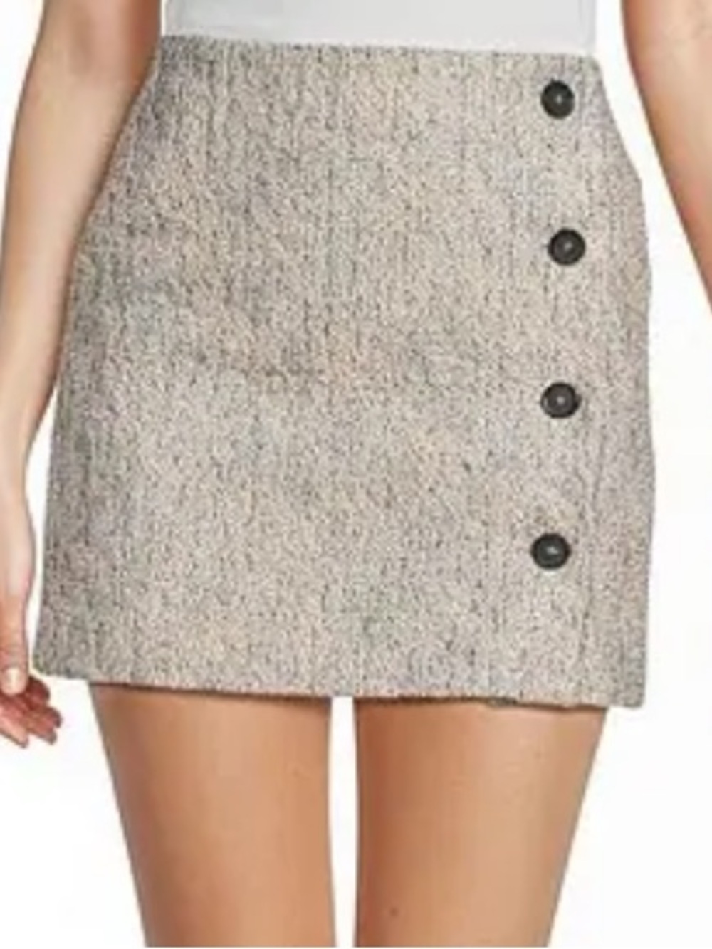 IRO Elixio Tweed High-Rise Wrap Button Front Mini Skirt